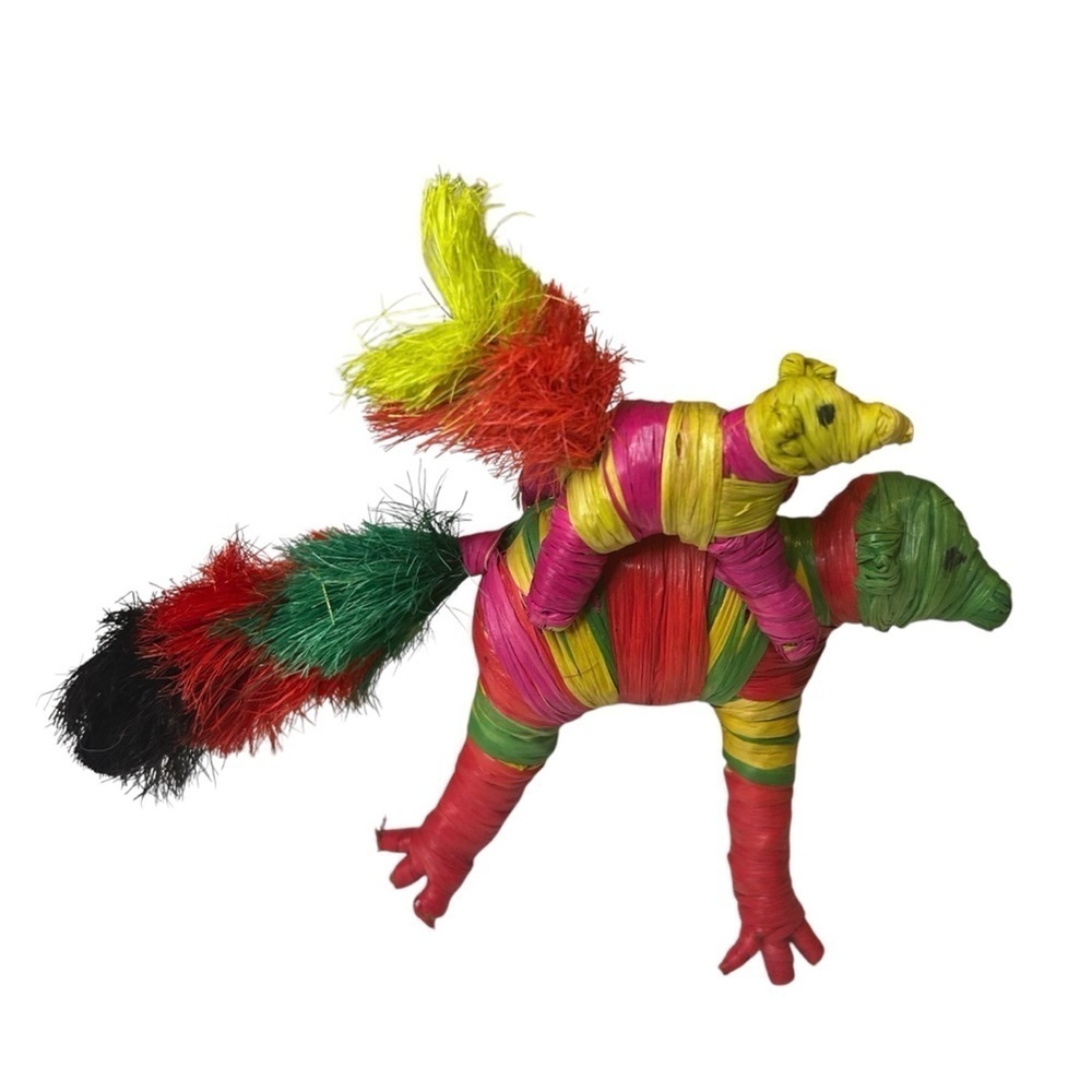 Vibrant Handmade Raffia Madagascar Figures